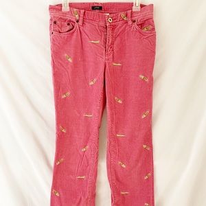 J. Crew embroidered ‘loafer’ pink corduroys